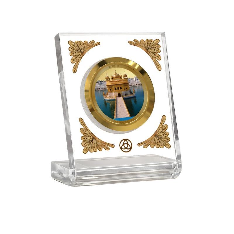 Image of DIVINITI 24K Gold Plated Religious Car Dashboard Frame | Premium God Idol Frame for Car, Home Mandir & Office Table | Spiritual Gift, Decorative Showpiece