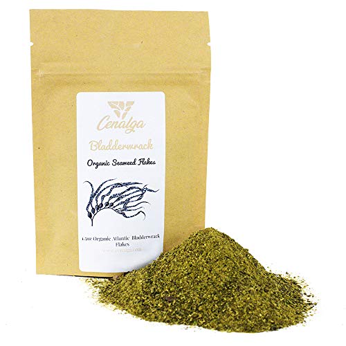 CENALGA Irish Organic Certified (IOFGA) Bladderwrack Flakes - 1.5 oz / 42.5 g We avoid Plastic Pouch - Sustainably hand harvested from wildcrafted seaweed - non-artificial sun-dried