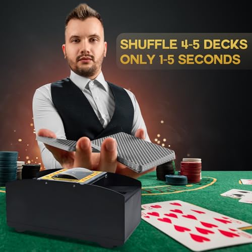 ZIKSUN Poker Shuffler Machine 1-4 Deck, Battery Operated Automatic Card Dealer, Electric Card Shufflers Playing Poker/UNO/Bridge Game Accessories for Family Party Club - Image 2