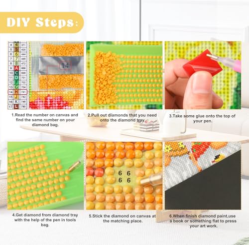 Image of QENSPE Lemons Diamond Painting Art Kits for Adults, DIY White Flowers Full Drill Diamond Art for Beginners, 5D Round Diamond Dots Paintings Gem Art Crafts Home Wall Decor Gifts 30x40cm