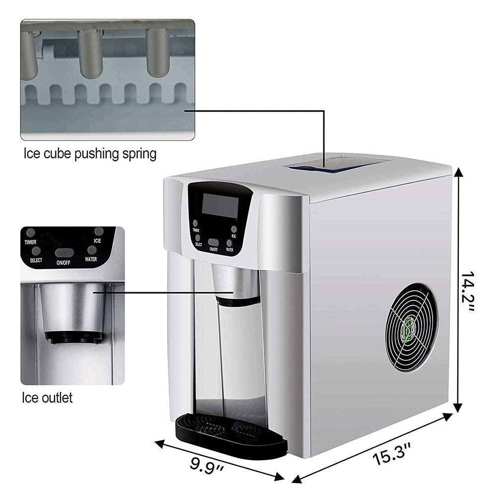 9.5 KG Automatic Ice Maker Stainless Steel Ice Cube Maker Machine Countertop Ice Maker Compact Clear Ice Cubes for Kitchen Home Bars qujunji