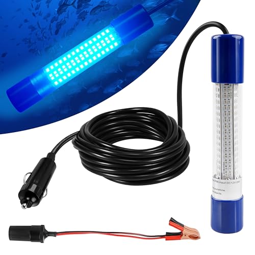 Underwater Fishing Light 1600 Lumens 10.8W 12/24V Submersible Fishing Bait Finder 180 LED Deep Drop Night Fishing Light with 20 FT Cord for Shrimp Squid Fish Crowds