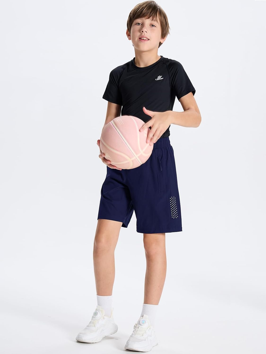 Youth Boys 2 in 1 Athletic Running Shorts with Compression Liner Lightweight Quick Dry Sports Workout Gym Shorts Zip Pockets