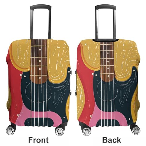 Luggage Cover for Travel Guitar Bass Music Musical Instrument Fashion Luggage Covers Washable Stretch Suitcases Protector Fits 19-32 Inch Luggage S3