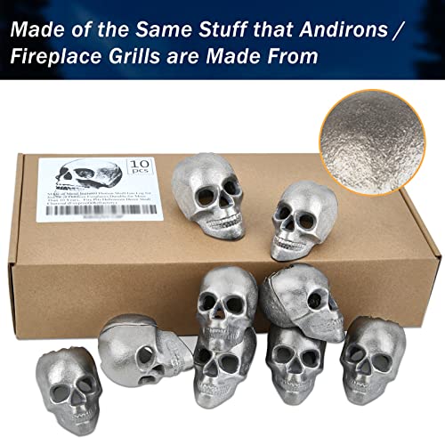 10 Pcs Imitated Human Skull Gas Log For Indoor Or Outdoor Fireplaces, Made Of Metal, Durable For More Than 10 Years，Fire Pits Halloween Decor Skull Charcoal (Fireproof)(Refractory) #TOP3