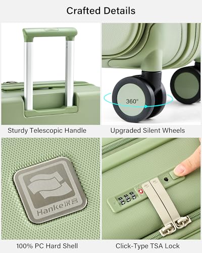 Image of Hanke Hardside Expandable Large Checked Luggage, 28 Inch Top Opening Trunk Luggages with Spinner Wheels, All-PC Hard Shell Suitcase, Lightweight TSA Approved (Bamboo Green, 120L)