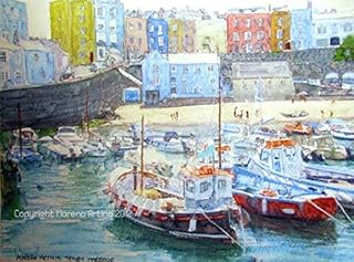 Tenby Print Wales Welsh South Wales Rustic Wall Art Morena Artina Landscape Painting