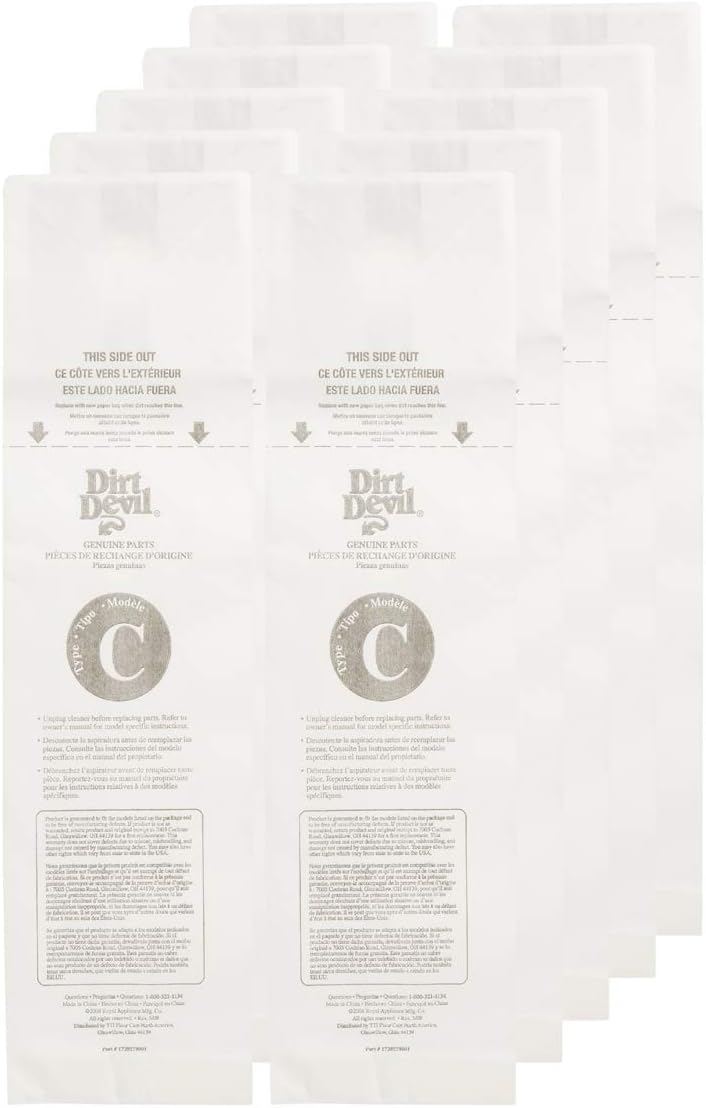 Dirt Devil Type G Vacuum Bags – 6-Pack For Handheld Vacuums (Model 3010347001)