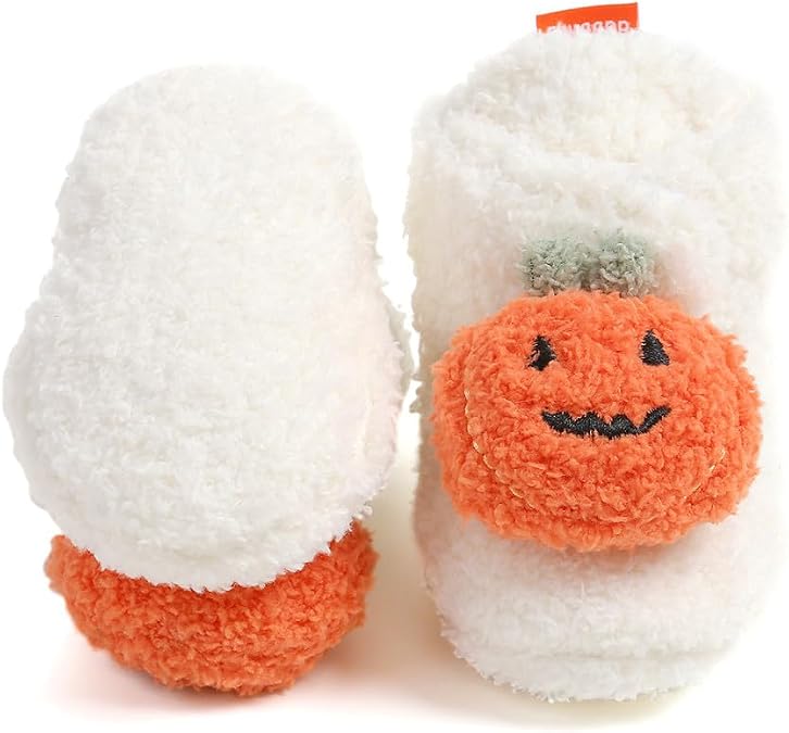 Baby Booties Cozy Fleece Slippers Soft Baby Shoes With Gripper Soles, Winter Warm Infant Newborn Crib Sock Shoes First Walkers