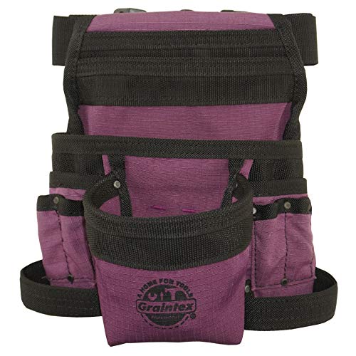Graintex Cs2438 10 Pocket Finisher Tool Pouch Purple Color Rip-Stop Canvas With 2” Webbing Belt For Constructors, Electricians, Plumbers, Handymen #TOP4