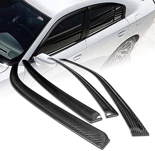 EPARTS Real Carbon Fiber Sun Shield Door Rain Window Visor Guard Compatible with 2011-2021 Dodge Charger