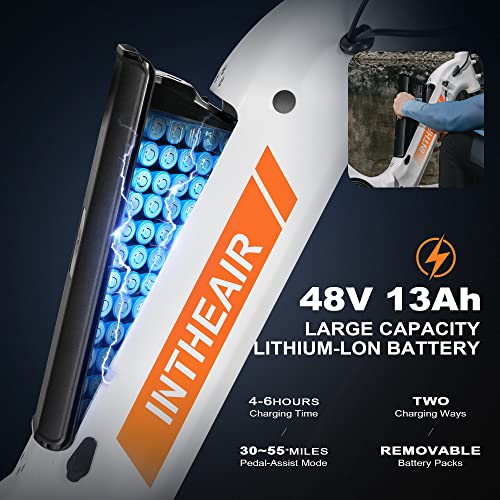 Intheair Eletric Bike, Eletric Bike For Adults, 20" X 4.0" Fat Tires Eletric Bike Ebike 750W Motor 28Mph 50Miles, Folding Ebike Foldable Adults Step-Thru Electric Bicycle, 48V 13Ah Removable Battery #TOP3