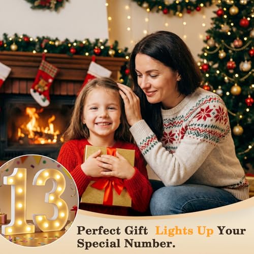 12.6 Inch Light Up Numbers, Warm White and Cool White Lighted Marquee Number with Remote, Birthday Decoration for Girls Boys, Marquee Numbers 1 Sign for Party Backdrop Wedding Anniversary Decor by Obrecis - Used condition - Image 8