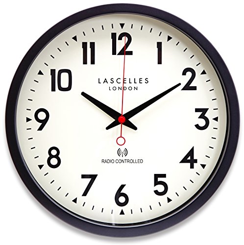 Roger Lascelles Radio Controlled Wall Clock, Black, RC/LASC/BLACK