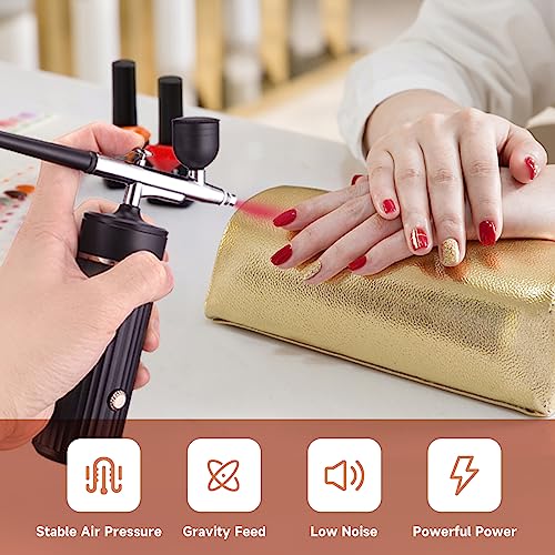 Cordless Airbrush Kit Rechargeable Airbrush Compressor 20-27PCI for Art Painting,Cake Airbrush Decorating, Crafts, Model Painting, Air Brush Painting, Nail Airbrush Machine