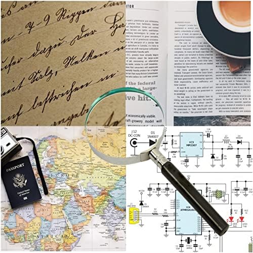 Real Glass Magnifying Glass Hand Lens - Reading Magnifier for Books - Large Hand Held 75mm Magnifying Eye Glass With Strong High Clarity Lens and Comfortable Easy Grip Handle.