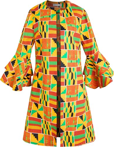 Image of SHENBOLEN Women African Print Jacket Dashiki Traditional Top Dress