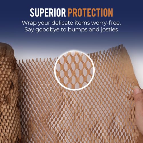 Honeycomb Packing Paper 15" x 200ft with Rope & 20 Fragile Stickers|Shipping & Moving Supplies|Small Business Packaging Supplies|Eco Friendly Bubble Wrap Packing Boxes for Moving Certified FSC C204227 - Thumbnail 7