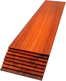 Padauk Hardwood Planks - 8-Pack Padauk Unfinished Wood Blanks - 1/4’’ (6mm) 100% Pure Hardwood - Laser Engraving Blanks - Exotic Wood for Woodworking, Crafts, and Gifts
