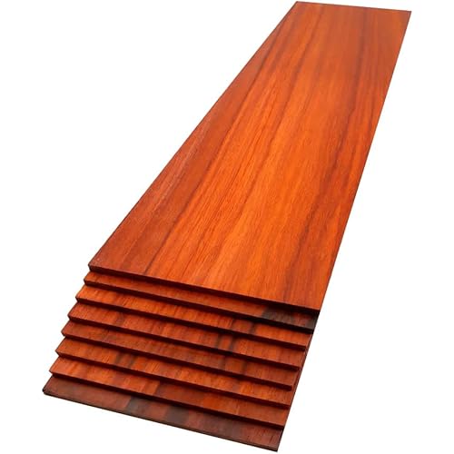 Padauk Hardwood Planks - 8-Pack Padauk Unfinished Wood Blanks - 1/4’’ (6mm) 100% Pure Hardwood - Laser Engraving Blanks - Exotic Wood for Woodworking, Crafts, and Gifts