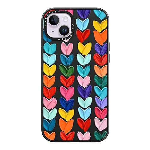 Coque iPhone 14 Plus CASETiFY haut de gamme cœurs pois noir mat