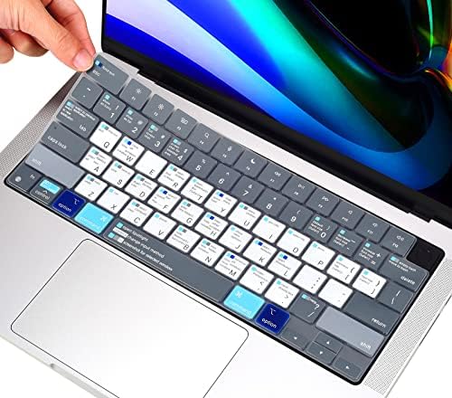 imComor MacBook Shortcuts Keyboard Cover for 2022 New Air 13 M2 Chip, 2021 Pro 14 inch & 16 M1 Pro/Max Chip A2442 A2485 Protector Skin, Mac OS X Shortcut Gray