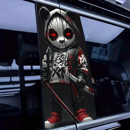 Image of Halloween Cars Body Horror Sticker, Classic Horror Movie Characters Peeking Decal Michae Waterproof Scary Vinyl Stickers for Bumper Car Decals 11in*18.89in (Serious Panda Killer)
