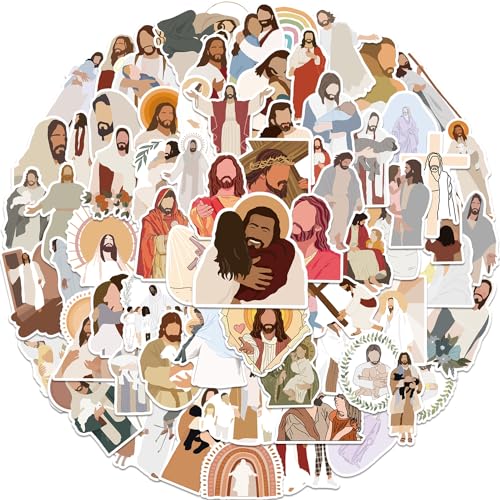 ROTY 100 Pcs Jesus Stickers Aesthetic Christian Stickers, Religious Cross Faith Waterproof Vinyl Gifts for Phone, Water Bottle, Luggage, Laptop, Adults Teens Kids Boys Girls