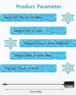 12V DC Power Supply 2A Universal AC Adapter, 100-240 50/60Hz to 12 Volts 2Amp Transformer, DC 12V Power Adapter Cord, 【5.5mm x 2.5mm Barrel Plug】