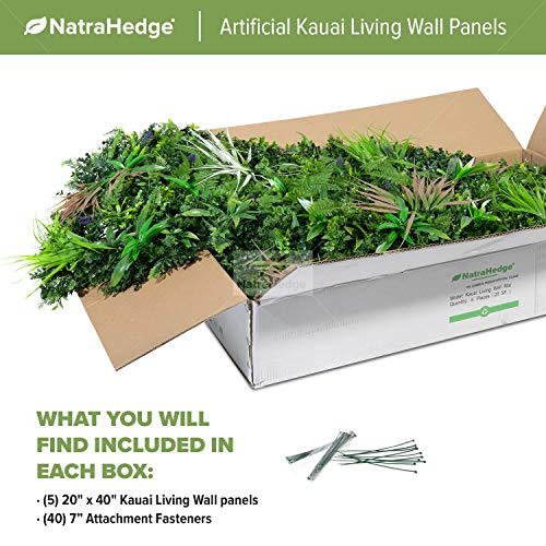 Natrahedge Artificial Kauai Living Wall Vertical Garden For Outdoor Hedge Installments Or Indoor Decor (5 Pack) 28 Sqf #TOP4