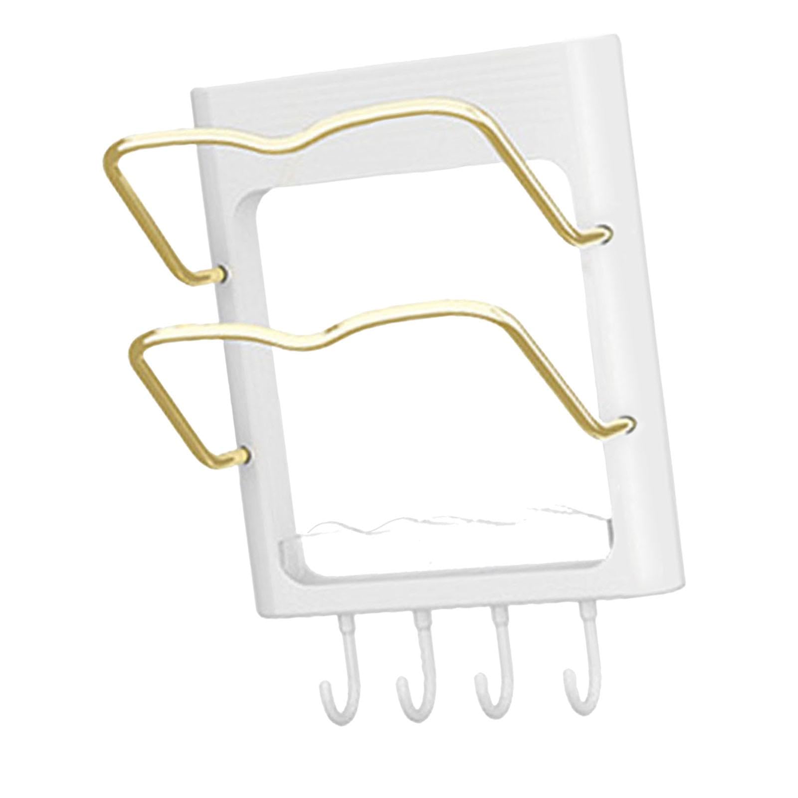 Bothyi Pot Lid Holder Pot Lid Organizer Rack Punch Free Stable Pan Cover Organizer Chopping Board Rack with Drain Tray for Apartment, Gold