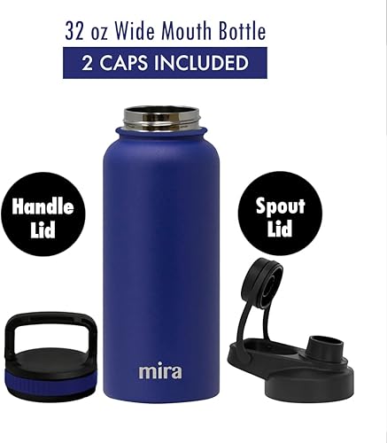 MIRA - Botella de agua deportiva de acero inoxidable con aislante, termo de metal que mantiene el frío durante 24 horas y el calor durante 12 horas,
