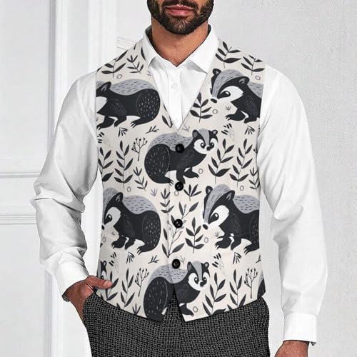 Cute Badger Novelty Men's Suit Vest Funny Formal Dress Vests Business Waistcoat2