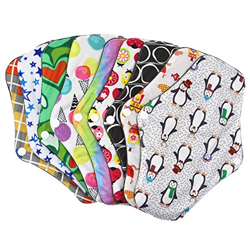 Emvanv Reusable Menstrual Pads, Bamboo Cotton Panty Liner Washable Reusable Menstrual Cloth Towel Pads, Overnight Cloth Panty Liners Period Pads #TOP1