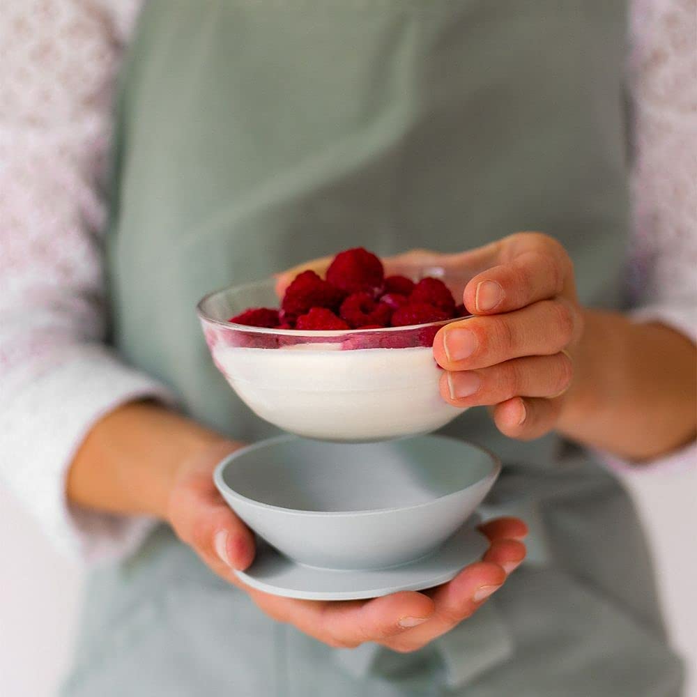 BÉABA & Duralex, Set Pappa Bambino In Vetro, Piatto Ciotola E Bicchiere Con Ventosa In Silicone, Ergonomico Ed Evolutivo, Sano E Resistente, Made In France, Eucalipto
