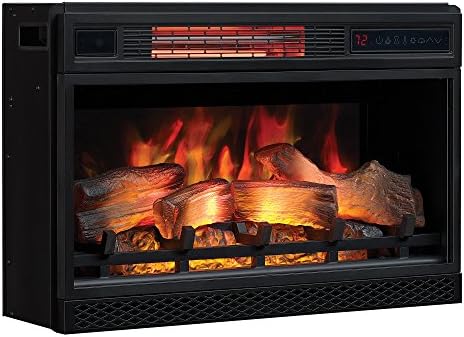 ClassicFlame 26" 3D Infrared Quartz Electric Fireplace Insert Plug and Safer Sensor, Black