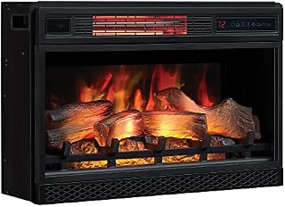 ClassicFlame 26" 3D Infrared Quartz Electric Fireplace Insert Plug and Safer Sensor, Black