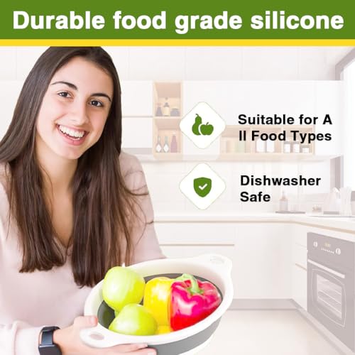 Image of Supvox 3Pcs Collapsible Colanders 3 Quart /4 Quart /5 Quart Stackable Folding Silicone Mesh Strainers Food-Grade Kitchen Food Strainers Colanders with Ears