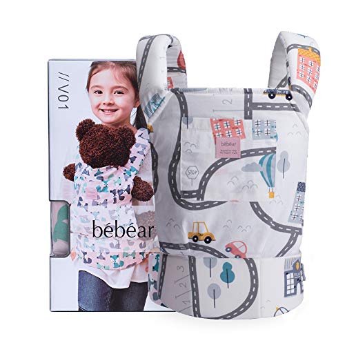 Bebamour Porte-bébé pour filles, écharpe porte-bébé 3 en 1 pour enfants, 100% coton, Blanc avec trafic