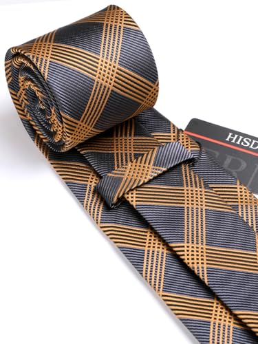 Image of HISDERN Mens Ties Solid Color Tie and Pocket Square Set Classic Woven Formal Neckties & Handkerchief Wedding Party