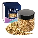 Ceya 10.6oz/ 300g Crushed Irregular Glass Gold Metallic Crystal Chips Broken Glass Glitter 2-4mm Craft Chunky Glitter for Nail Arts Epoxy Resin Mold Coasters Ornament Painting Geode Phone Case Jewelry