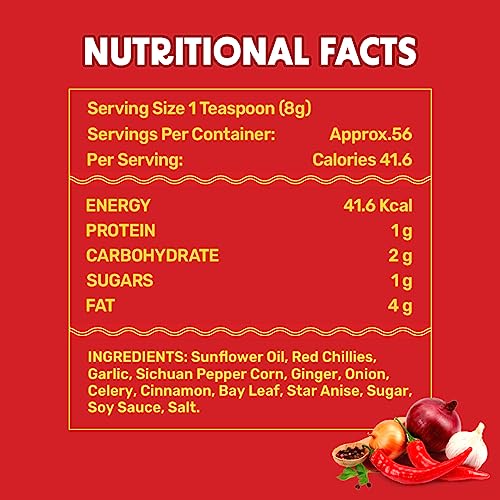 Image of MasterChow Chilli Oil Spicy Sichuan Chilli Oil (450gms) - 30% Extra | Made with Sichuan Peppercorns, Crunchy Garlic & Red Chillies