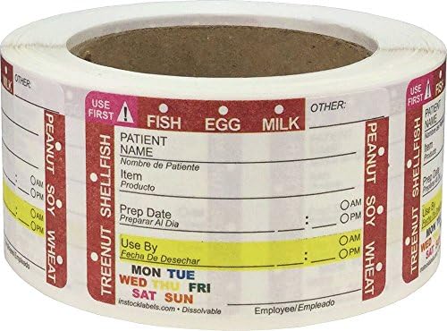 Dissolvable Universal Shelf Life Labels Food Rotation for Hospital Patients Use by Allergy Warning Days of The Week Prep Date Stickers 2 x 3 Inch 500 ...