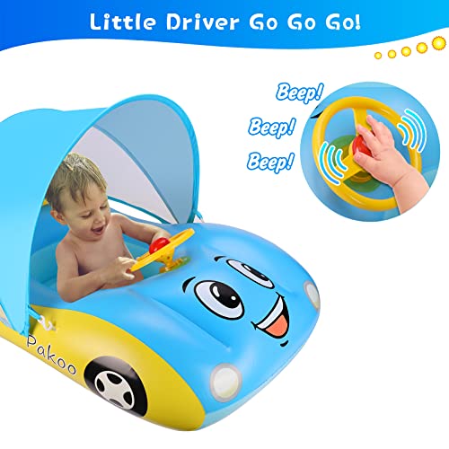 Baby Pool Float With Upf50+ Adjustable Canopy, Inflatable Baby Car Pool Float Boat Baby Swim Float Toddler Pool Float Kids Baby Float Toddler Floaties Infant Pool Float Toys For Baby 18-36 Months #TOP3