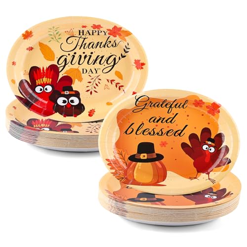 FATLBSEV 60 piatti di carta ovali per festa del Ringraziamento, 25,4 x 30,5 cm, resistenti, per feste autunnali e del Ringraziamento FATLBSEV 60 piatti di carta ovali per festa del Ringraziamento, 25,4 x 30,5 cm, resistenti, per feste autunnali e del Ringraziamento