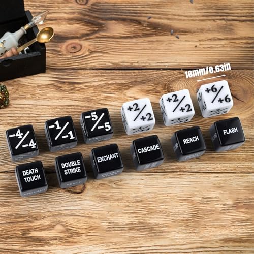 48 Stück Würfel Zähler，Magic The Gathering Würfel,D6 Würfelzähler Token Magic Würfel，Loyalität Zähler Würfel Kompatibel mit MTG, CCG, Kartenspiel Zubehör mit Aufbewahrungsbeutel (Schwarz & Weiß)