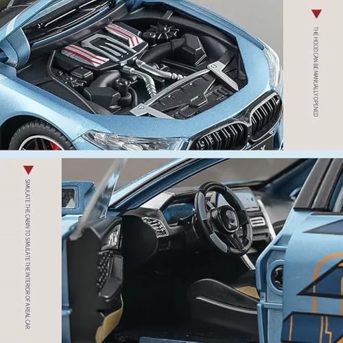 Image of 1:24 M8 Model Cars M8 Toy Car Die Cast Metal with Light Sound Pullback Openable Door Cars Toy, Blue