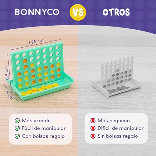 Miniatura 4 de Bonnyco Cuatro En Raya Pack 16 Regalos Cumpleaños Niños Colegio 3 A 12 Años Con Bolsas Sorpresa Para Invitados. Ideas Detalles Alumnos Primaria, Mini Juegos De Viaje Y Piñatas