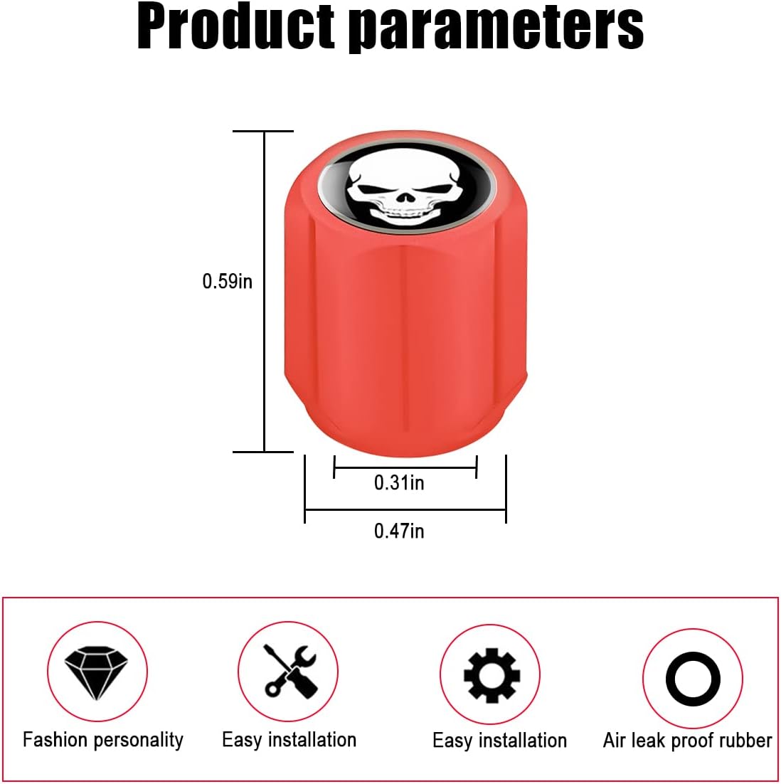 YALOK 12 Pack Luminous Tire Valve Caps for Vehicles, Red/White image 2