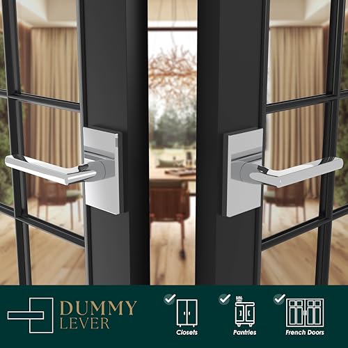 Image of Mega Handles Glamor Dummy Door Handles - 6 Pack Heavy Duty Chrome Door Handles, Non-Turning Door Handle for Closet & French Doors, Single Side, Fits All Standard Doors - Polished Chrome